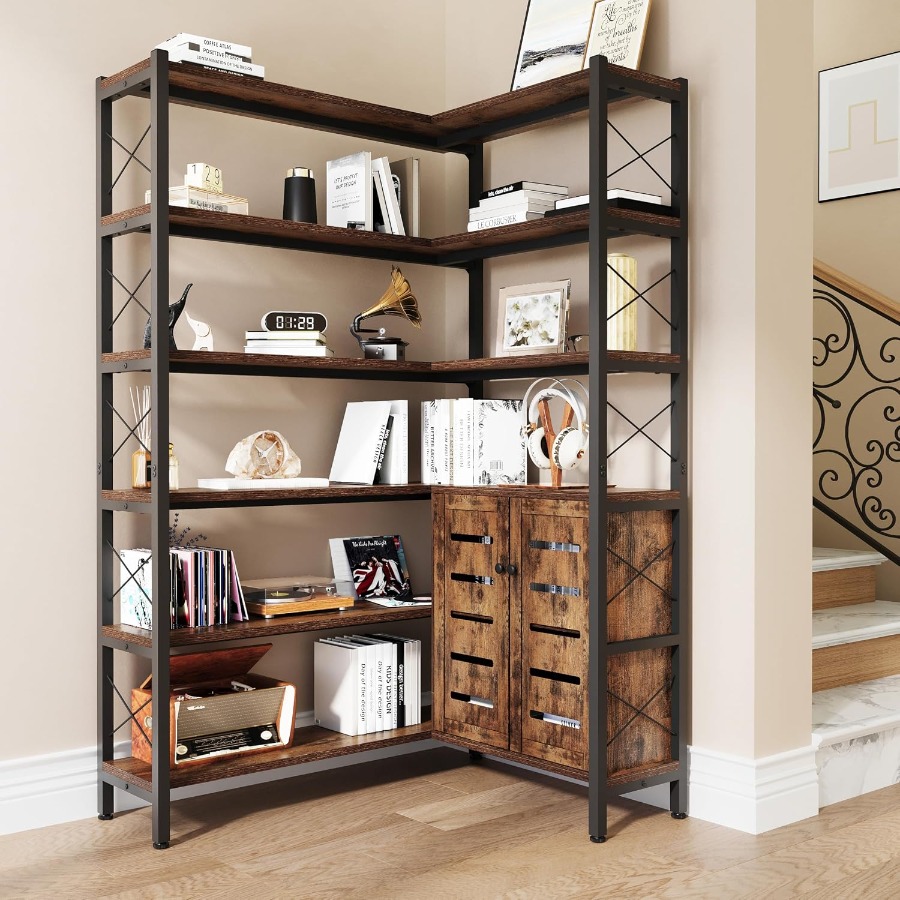 6-Shelf Corner Bookshelf for L - Storage 评论和价格