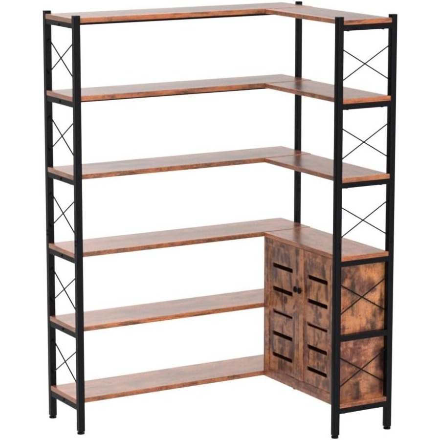 6-Shelf Corner Bookshelf for L - Storage 评论和价格