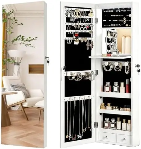 with Full Length Mirror, 6 Aut - Full Length Mirror Jewelry Armoire 评论和价格