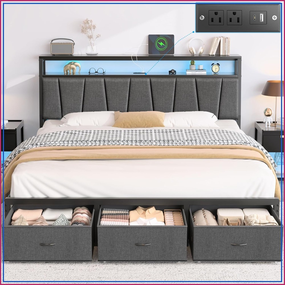 King Size Bed Frame with Stora - King Size Bed Frame With Storage Drawers 评论和价格