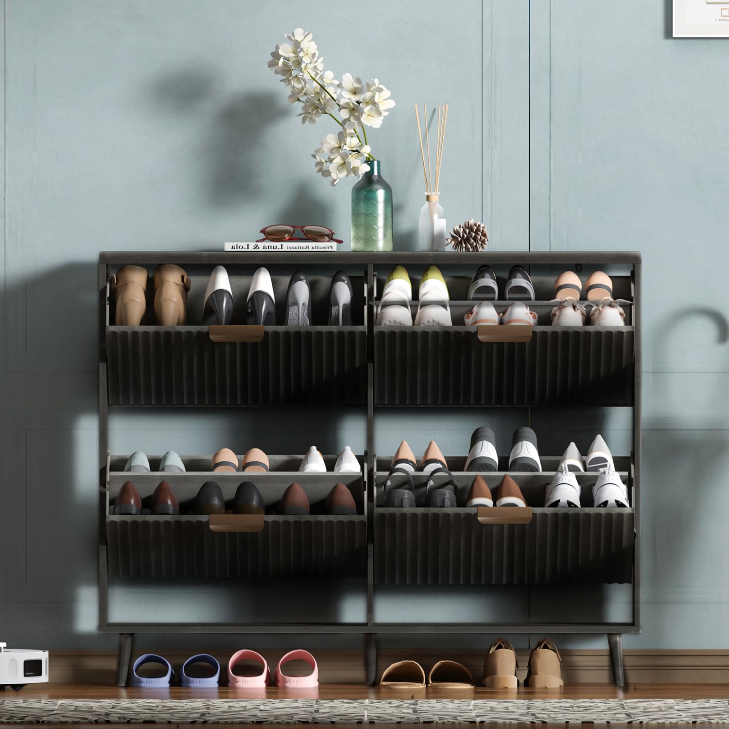 Shoe Cabinet Storage,Modern Fr - Shoe Rack Cabinet Narrow Entryway 评论和价格