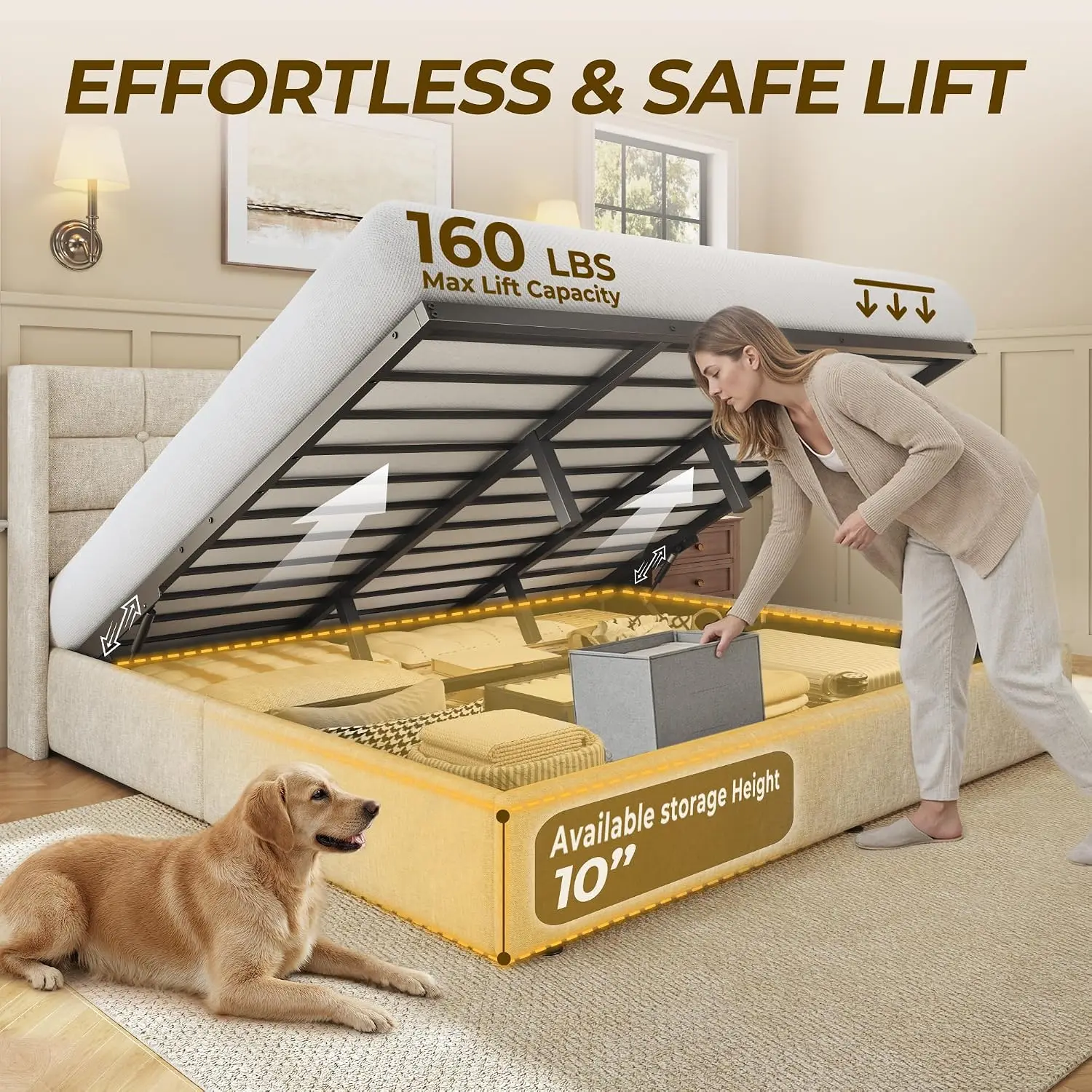 King Size Lift Up Storage Bed  - Gas Lift Storage Bed Hydraulic 评论和价格
