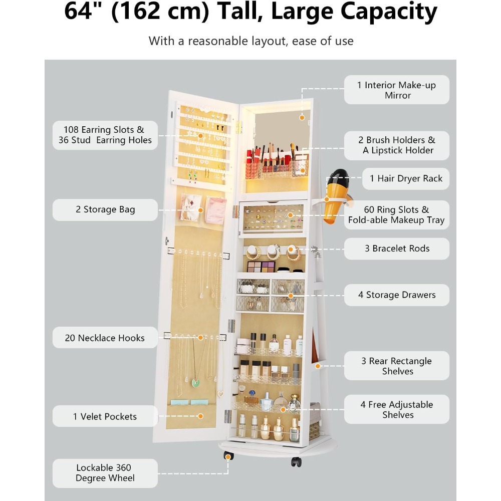 Full Length Mirror Jewelry Cab - Full Length Mirror Jewelry Armoire 评论和价格
