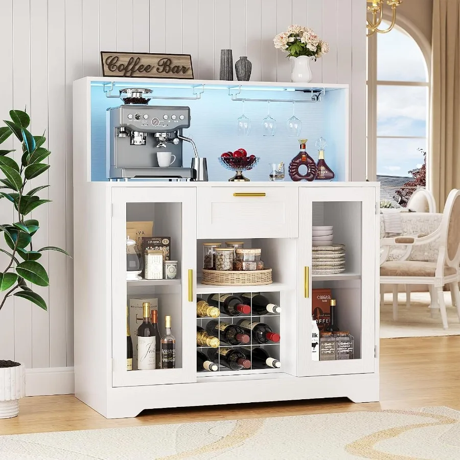 Coffee Bar Cabinet with RGB LE - Storage 评论和价格