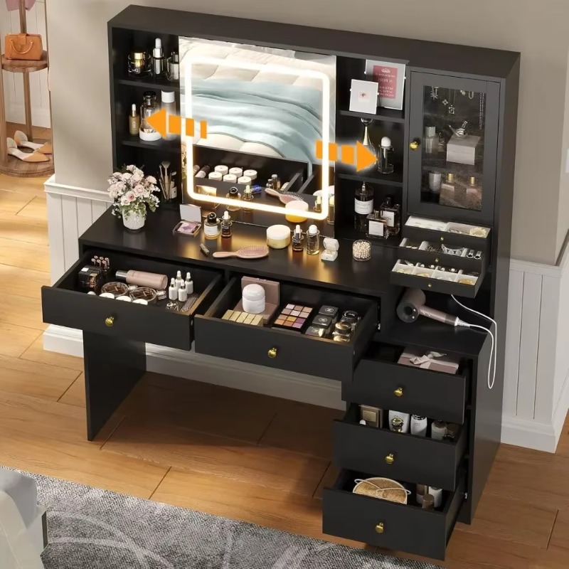 5-Drawer Dressing Vanity Table - Dressing Table Vanity With Lighted Mirror 评论和价格