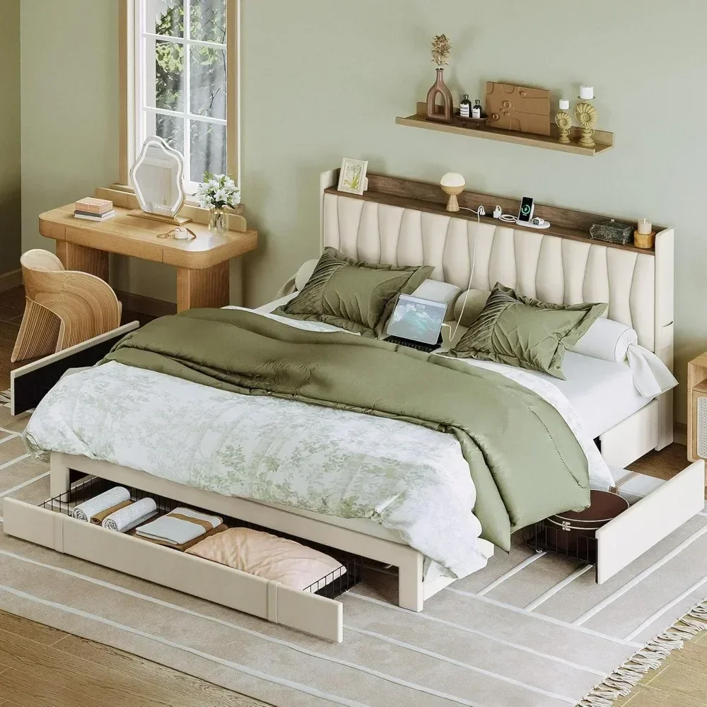 &King Size Bed Frame With Stor - King Size Bed Frame With Storage Drawers 评论和价格