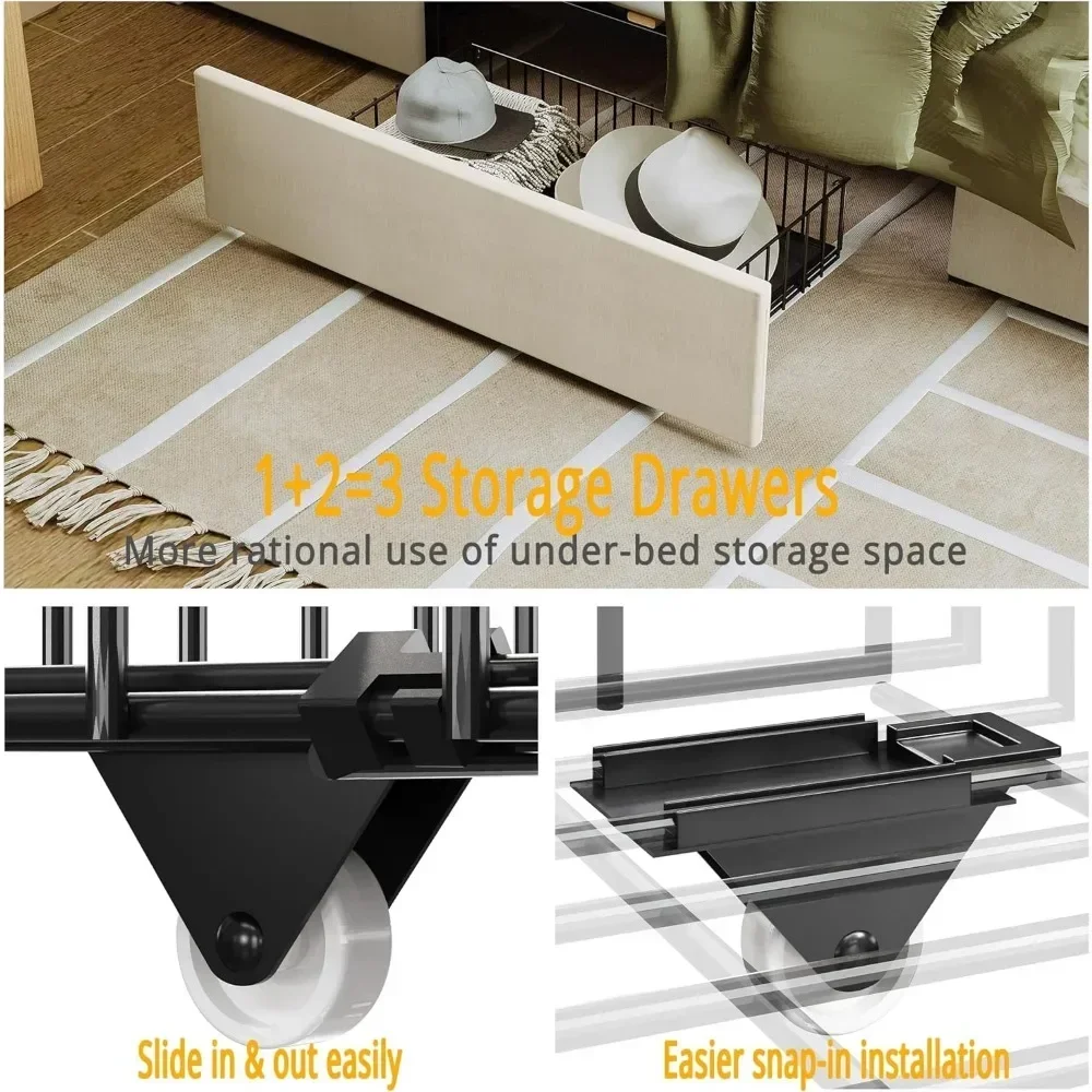 &King Size Bed Frame With Stor - King Size Bed Frame With Storage Drawers 评论和价格