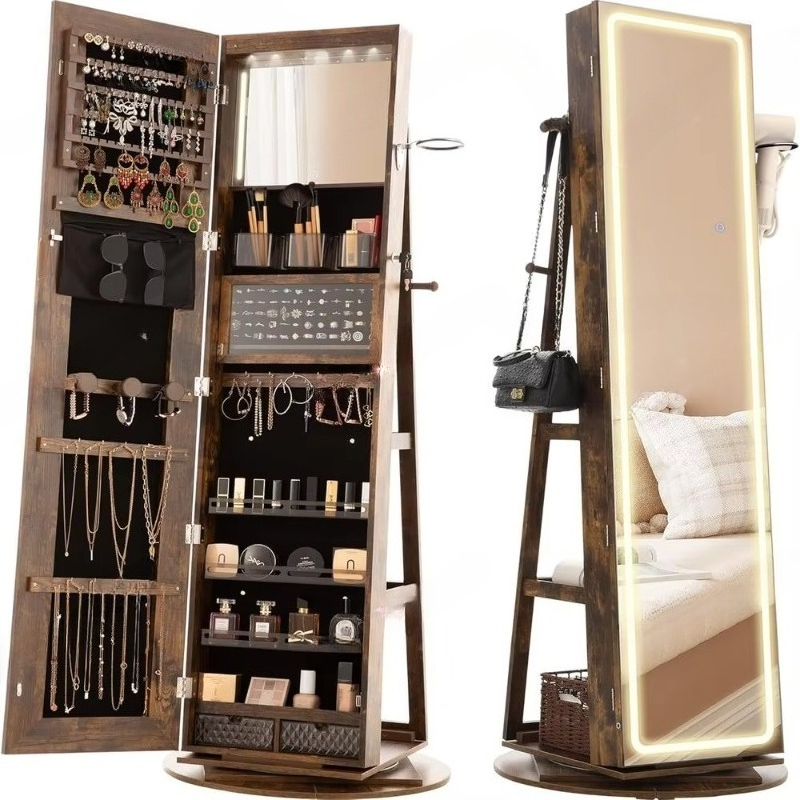 Standing Mirror Jewelry Cabine - Full Length Mirror Jewelry Armoire 评论和价格