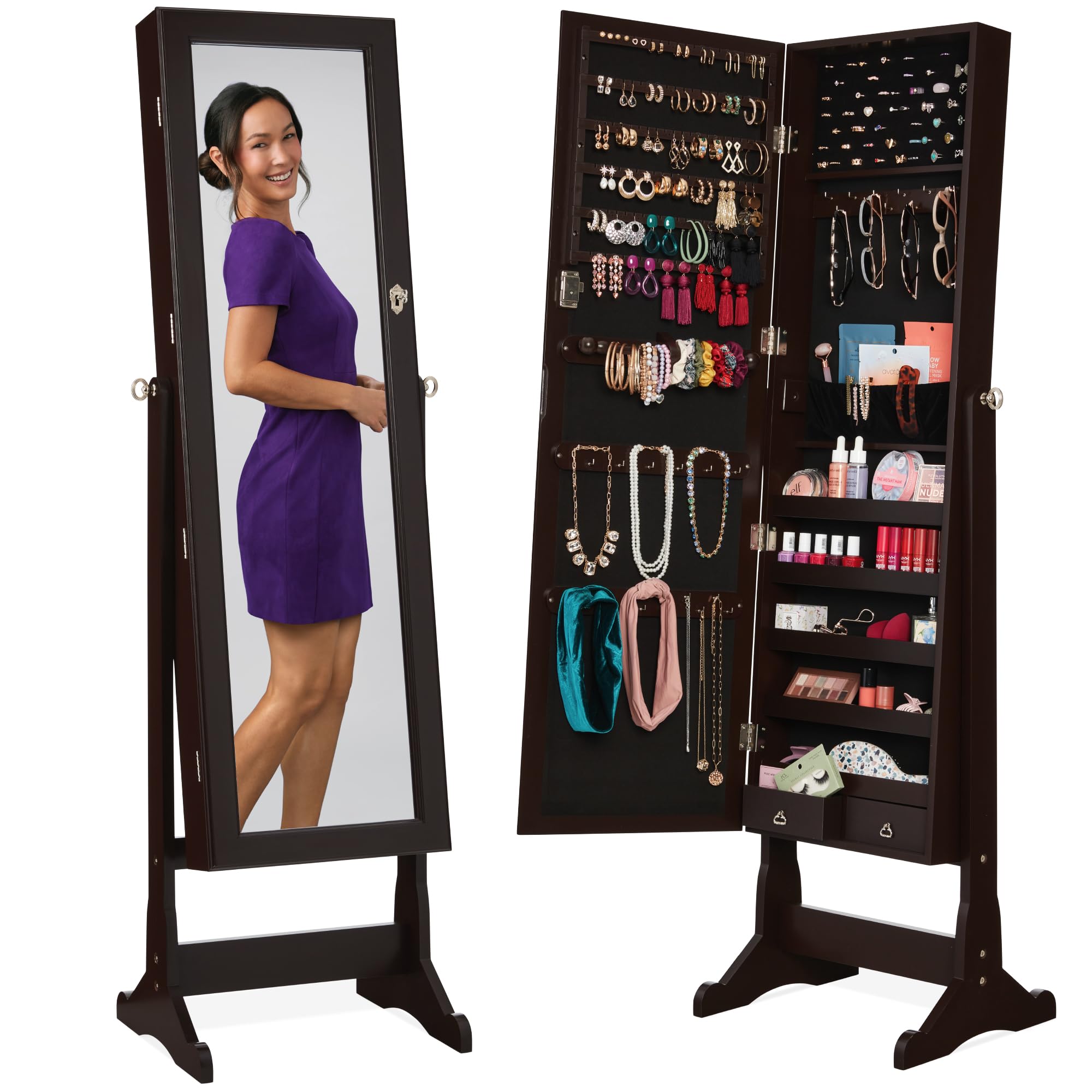 Freestanding Jewelry Armoire C - Full Length Mirror Jewelry Armoire 评论和价格